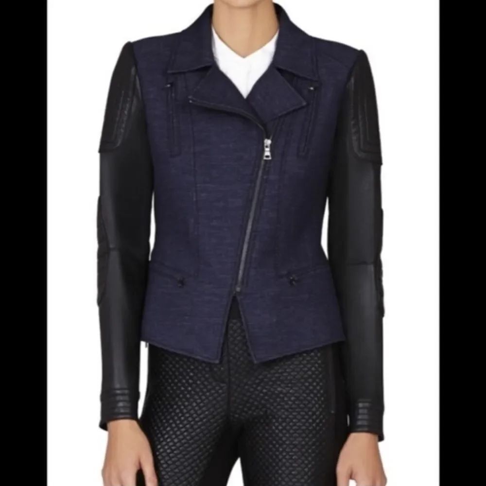 BCBG Maxazria Faux Leather Moto Jacket Size S